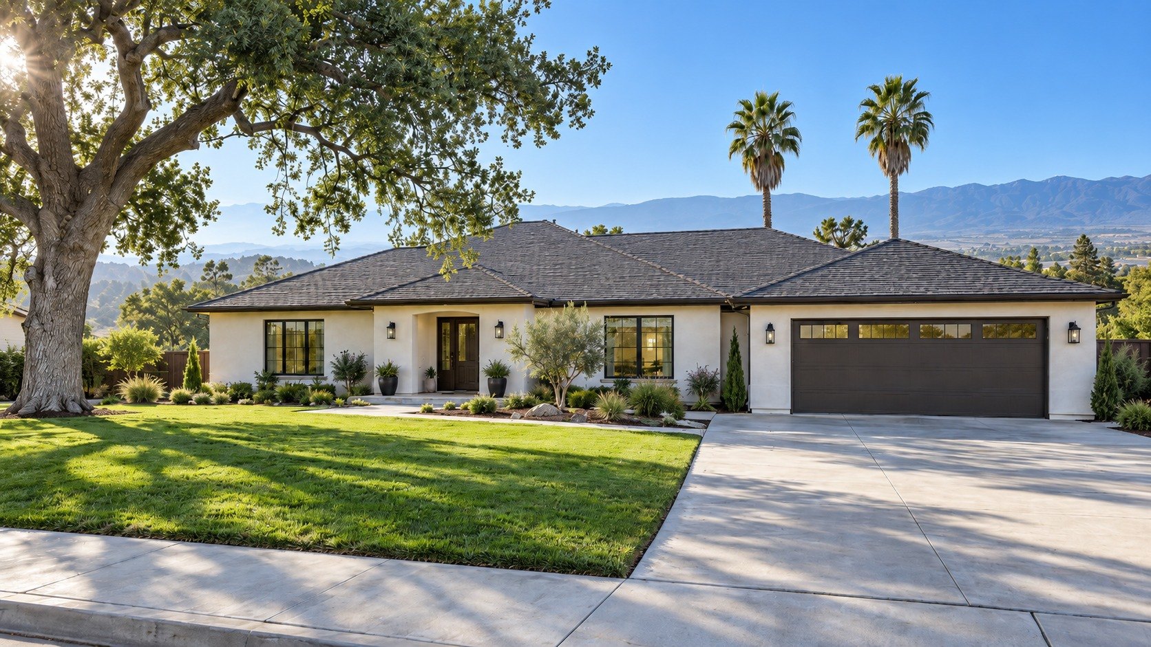 The same Fresno home on a clear summer morning